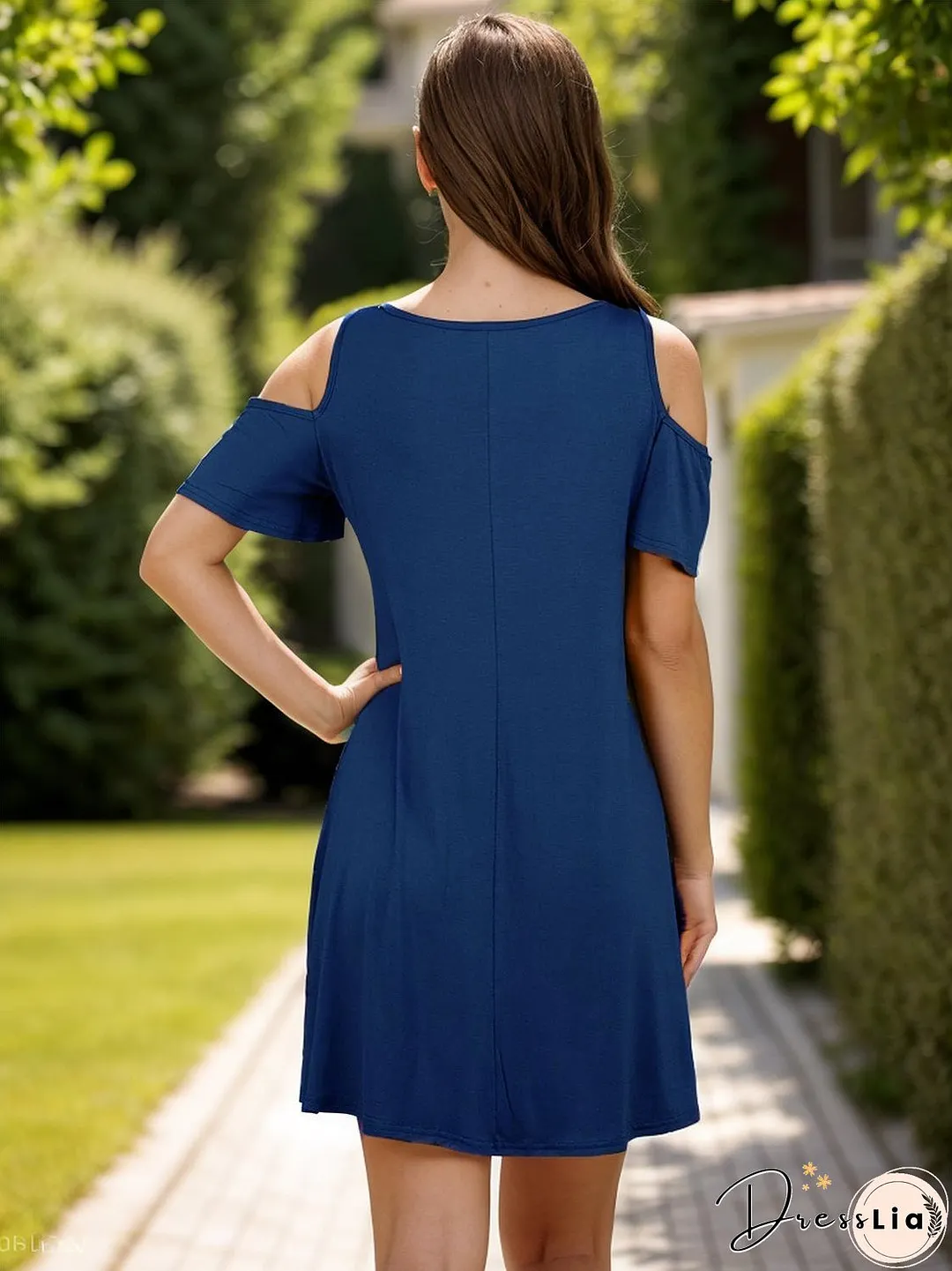 Round Neck Cold Shoulder Mini Dress