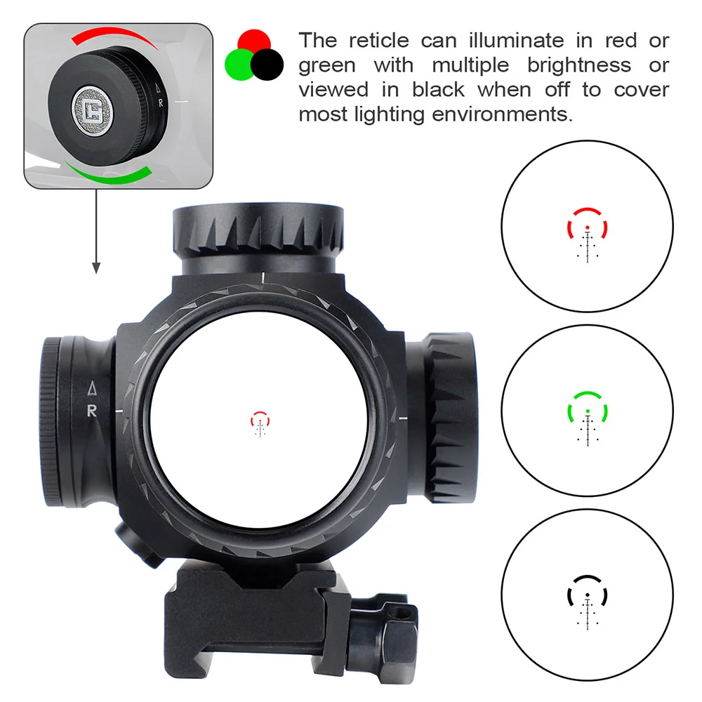ohhunt ® Tactical Sight Glass Etched Reticle Red Green Illuminated 3x Prism Scope