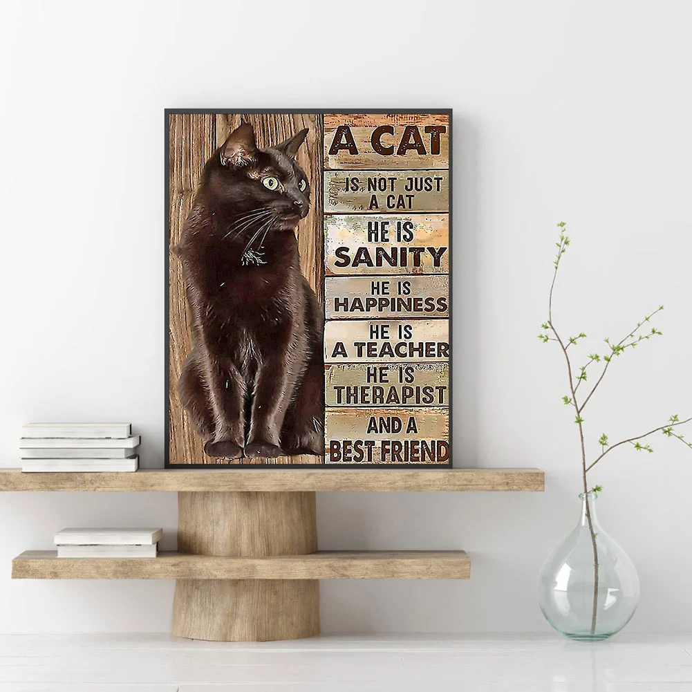 Diamond Painting - Full Round Drill - Cat Letters(30*40cm)