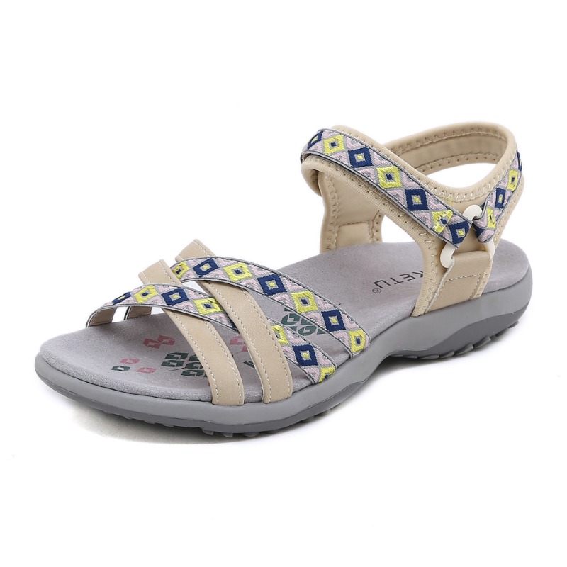 Arkget Shoes | Women's Crisscross Design Multicolor Geometric Patterns Sandals