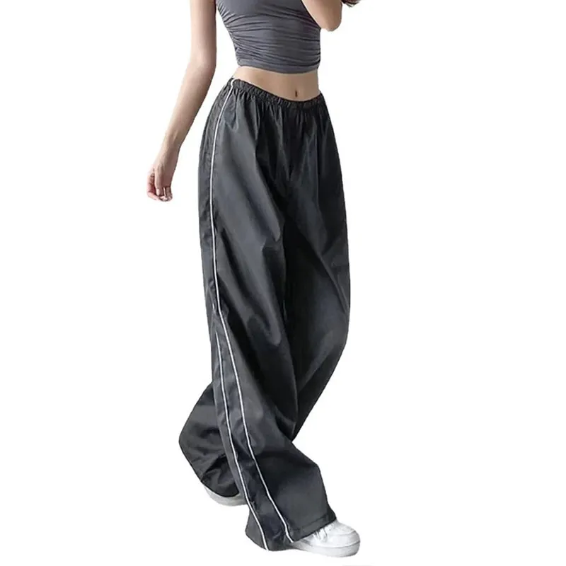 Uveng Uveng New Fashion Personality On Both Sides Of The Draw Rope Casual Loose Waist Multi-Color Trousers