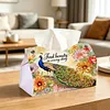 Diamond Art Tissue Box Cover DIY PU Desktop Organizer Large(Peacocks)