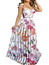 Floral-Print Split-Joint Bandeau Bohemia Maxi Dress