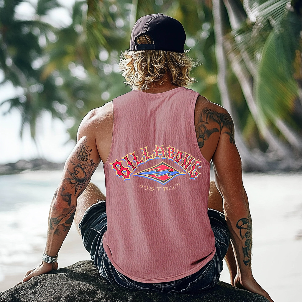 Vintage Unisex Beach Vacation Surf Logo Print Sleeveless Tank Top / TECHWEAR CLUB / Techwear