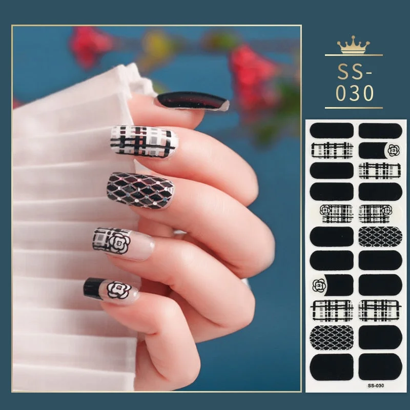 22Tips Colorful Nail Stickers Nail Accesoires Full Cover Stickers for Nails Self Adhesive Nail Art Nails Sticker Designer Shiny