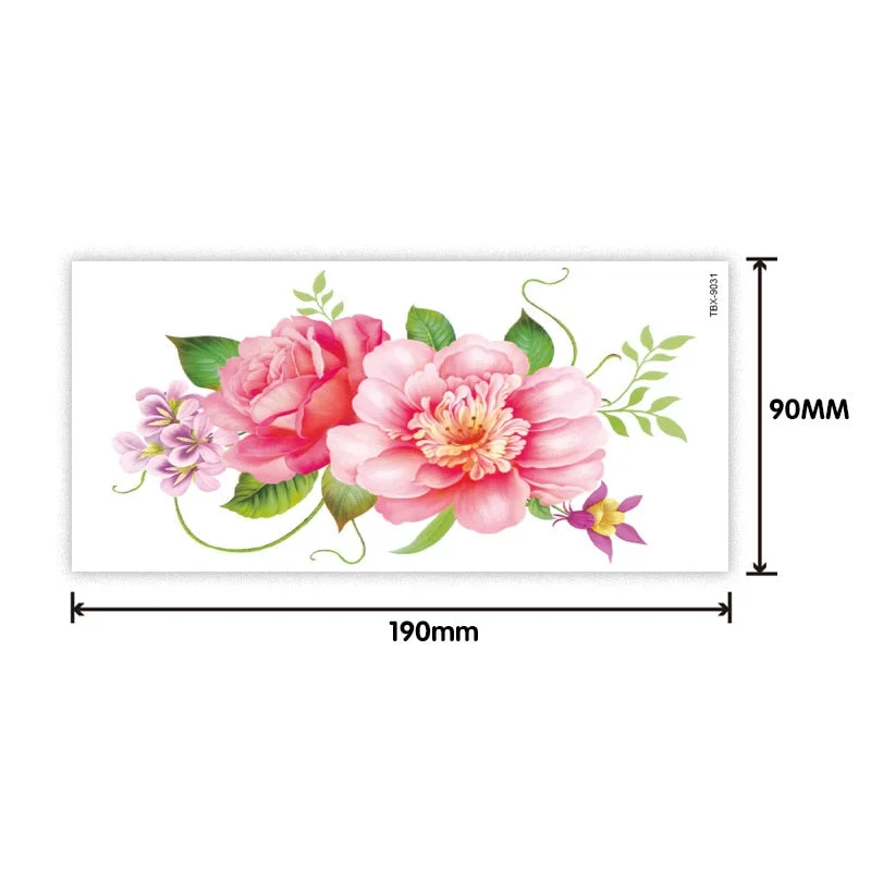 Waterproof sweat female flower tattoo sticker Ladies flower rose peony plum blossom tattoo sticker