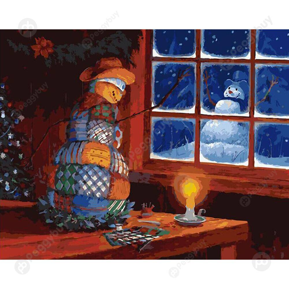 

40*50CM Paint By Numbers-Xmas Snowman, 501 Original