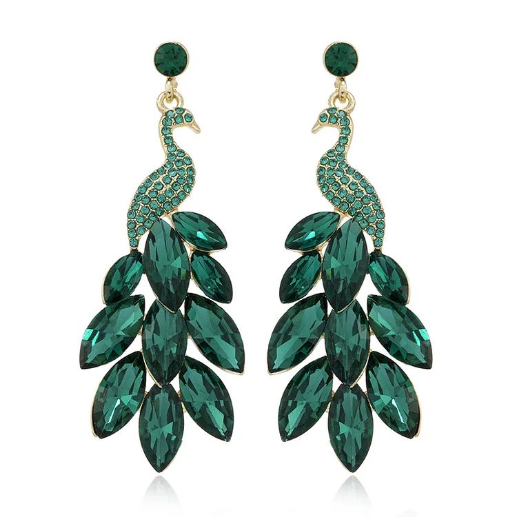 Green Retro Diamonds Crystal Earrings  Flycurvy [product_label]