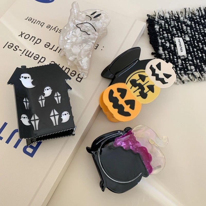 Halloween IG Style Women’s Pumpkin Castle Ghost Acetic Acid Sheets Hair Claws