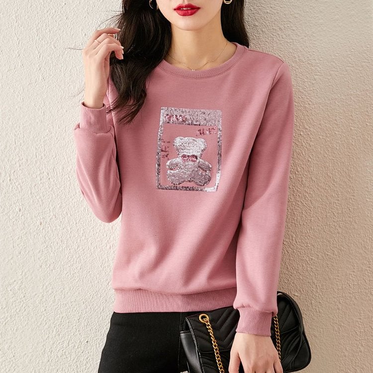 Pink Sweet Shift Cartoon Sweatshirt