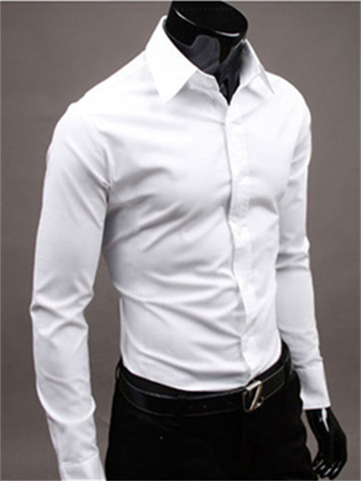 Men's Button Up Shirt Dress Shirt Collared Shirt Black White Yellow Long Sleeve Plain Shirt Collar Formal Wedding Clothing Apparel