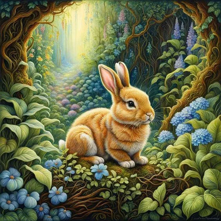 Little Rabbit In The Forest 30*30CM (Canvas) Full Round Drill Diamond Painting gbfke