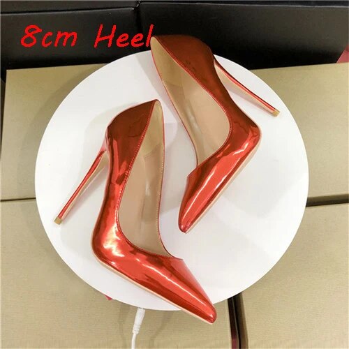 VCshoes Red Shoes Women Pointed Toe 12cm High Heels Exquisite Shoes Ladies Party Shoes QP072