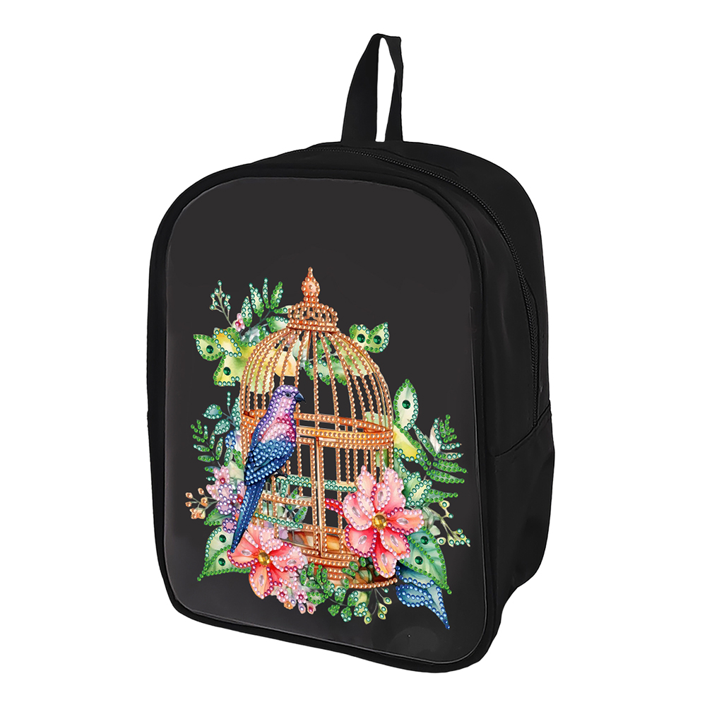 Flower Bird Cage Special Shape Diamond Painting Backpack Diamond Art Knapsack