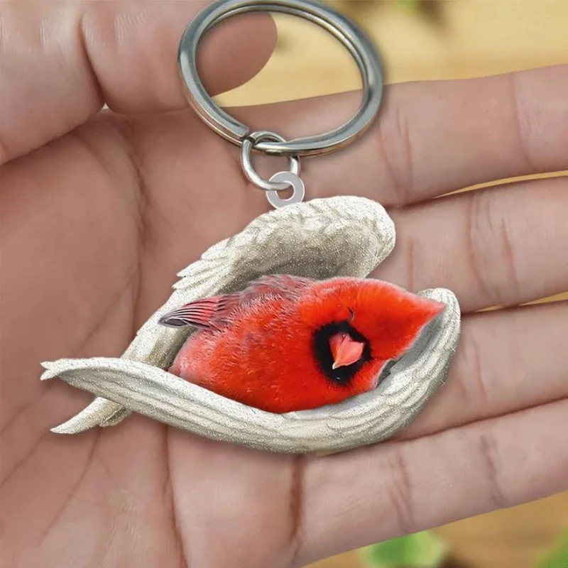 VigorDaily Sleeping Angel Acrylic Keychain Cardinal SA190