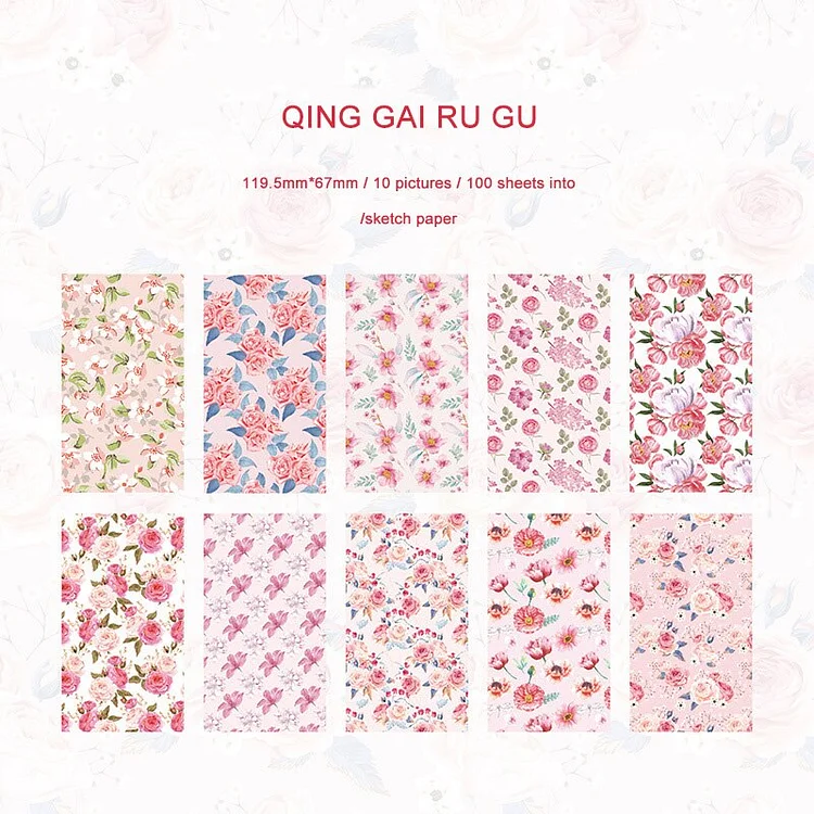 JOURNALSAY 100 Sheets Floral Plant Aesthetics Journal Material Paper Memo Pad DIY Fresh