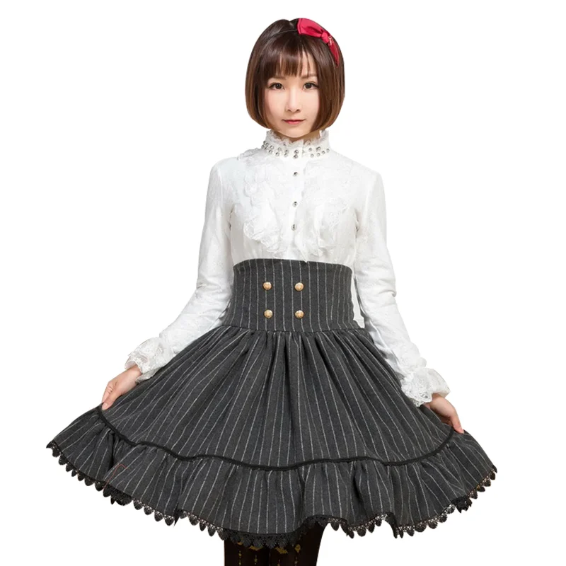 Empire  Gothic Ruffled Vintage Rockabilly Petticoat Underskirt Striped Lolita Skirt Novameme