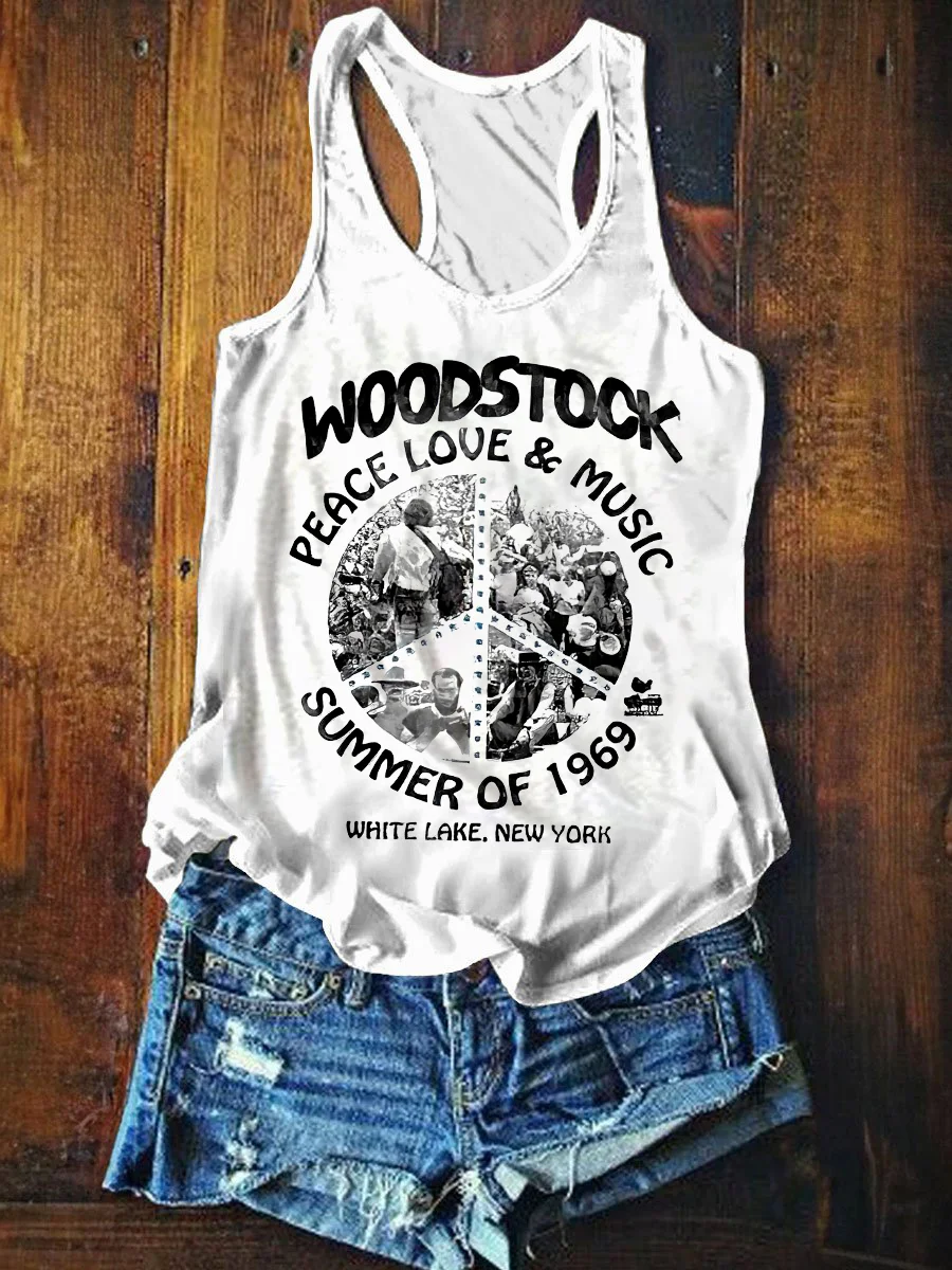 Woodstock Peace Love Of 1969 Print Women's Tank Top