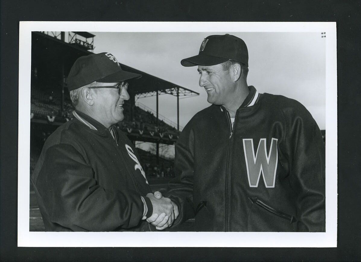 Mickey Vernon Al Lopez Press Original Photo Poster painting by Don Wingfield Senators White Sox