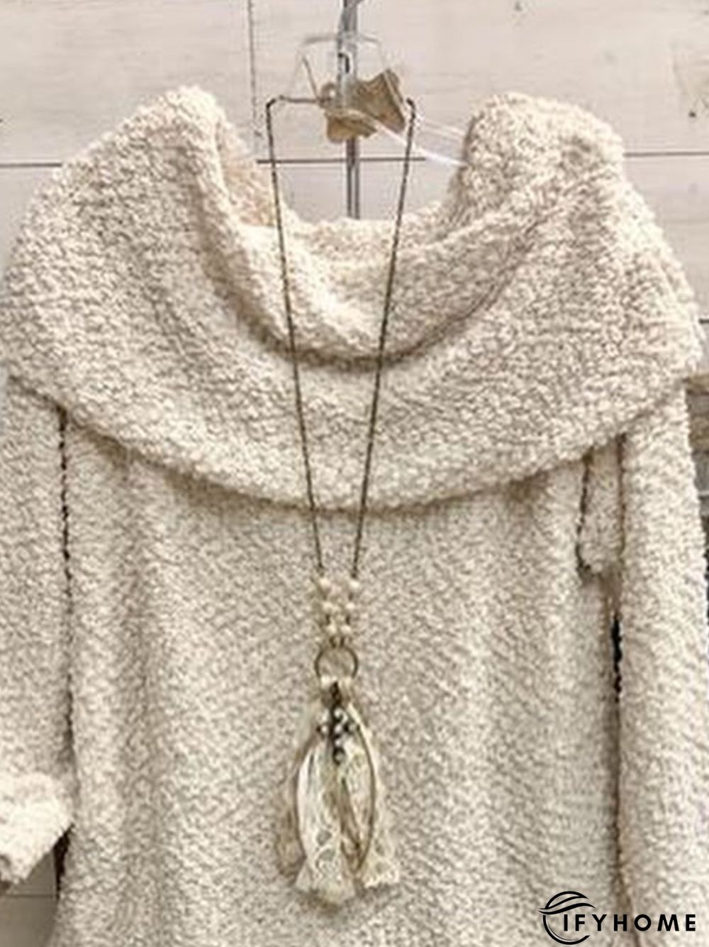 Casual Long Sleeve Cotton-Blend Solid Sweater | IFYHOME