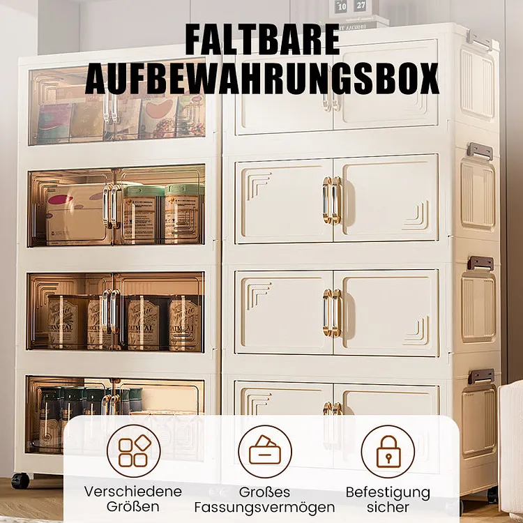 Contenitore Pieghevole con Coperchio, Organizer Impilabile a 1-5 livelli con Ruote per Cucina Camera da Letto Bagno Magazzino Casa
