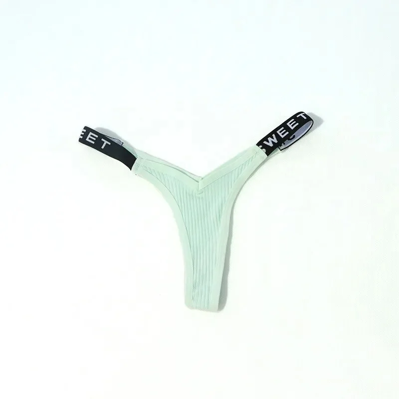 Billionm Lightweight Breathable Sexy Lingerie French Low Waist Thong Plus Size Letter Belt Simple Soft Underwear Women Panties