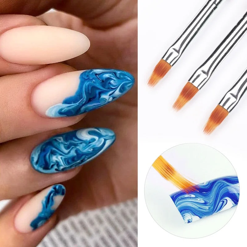1 Pc Gradient Bloom Nail Painting Brush Pen UV Gel Nail Art Brush With Wood Handle Nylon Hair Draw Manicure Nail Art Tool-Nail Inspo
