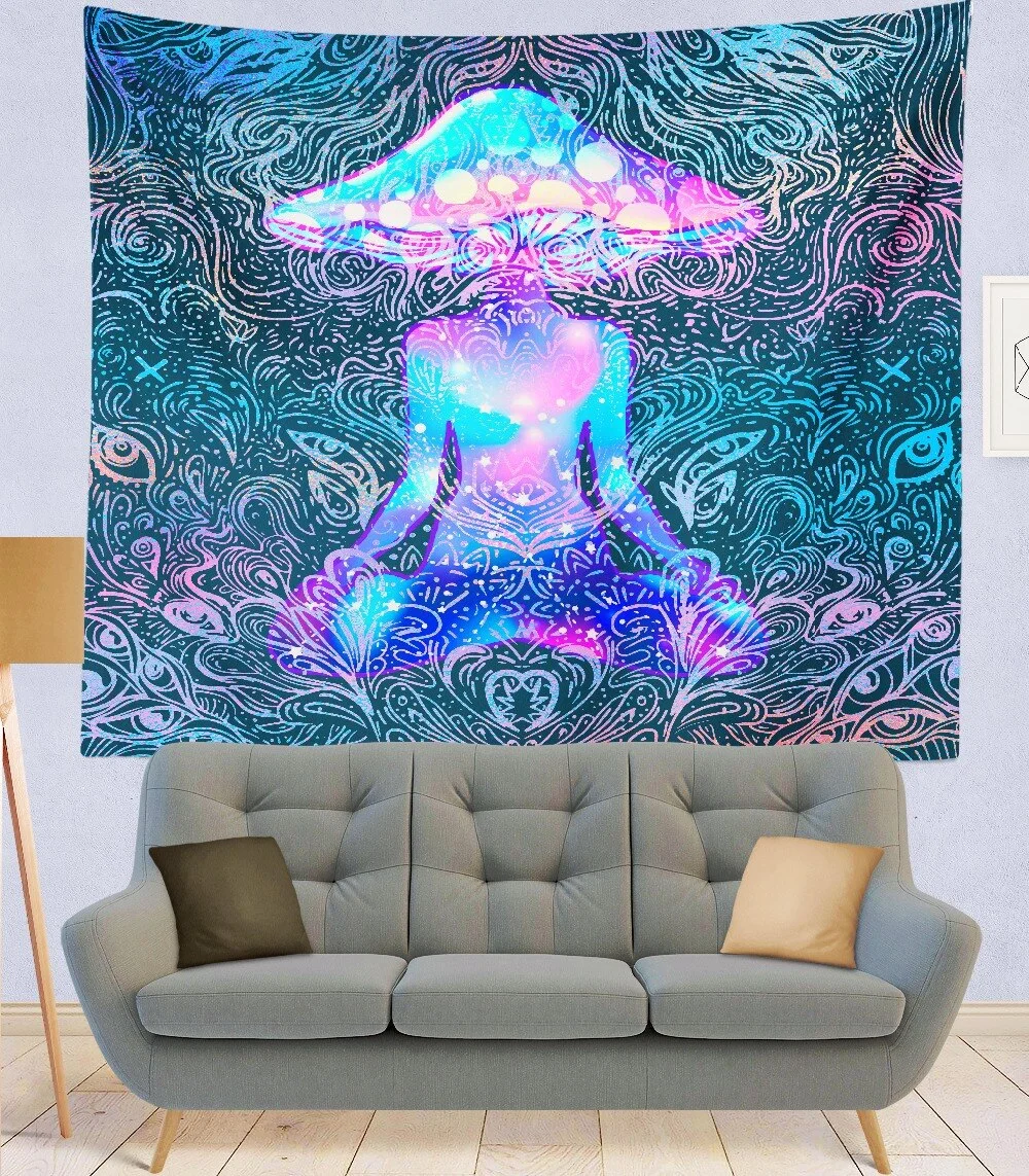 India Mandala Tapestry purple mushroom Wall Hanging Boho Decor Wall Cloth Tapestries Psychedelic Hippie Mandala Wall Carpet