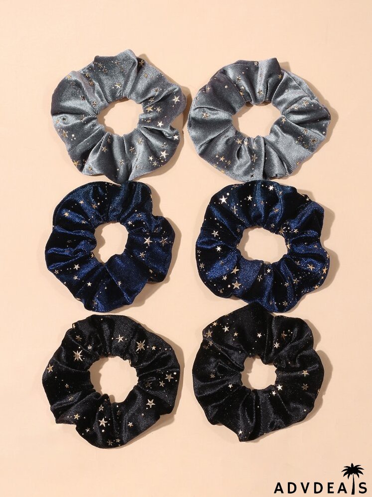 6pcs Galaxy Print Scrunchie
