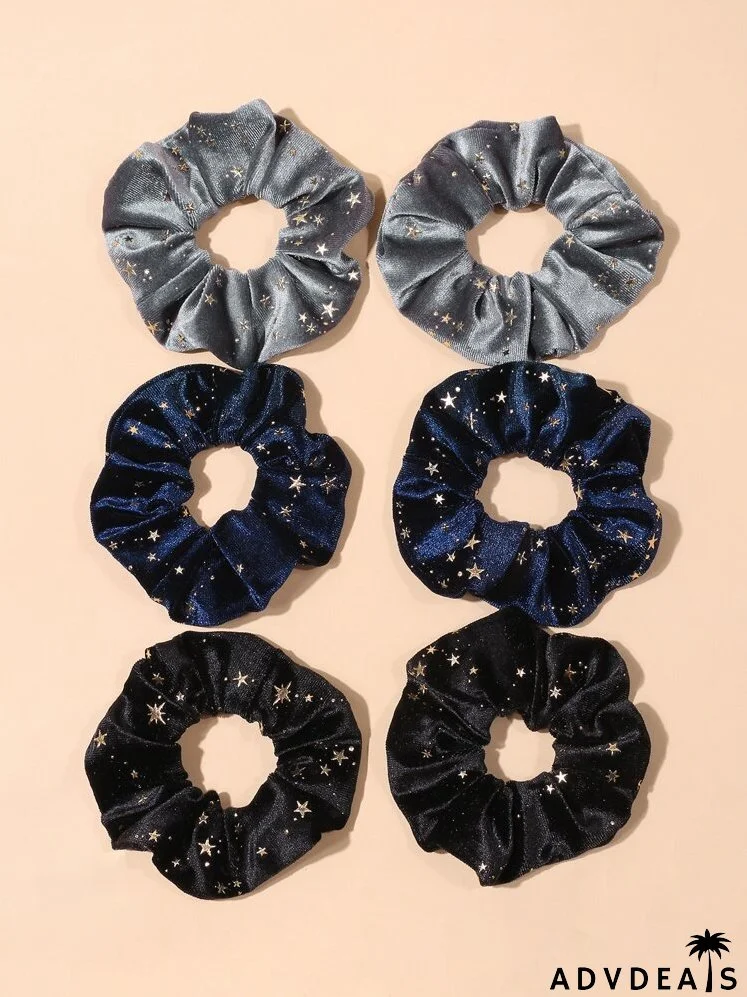 6pcs Galaxy Print Scrunchie