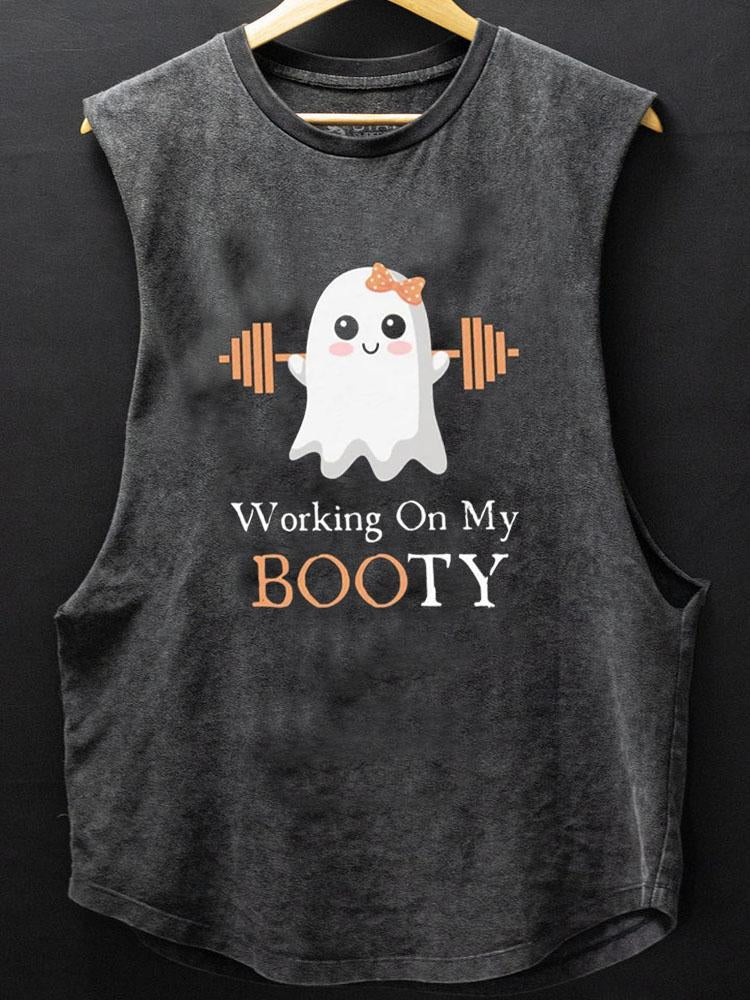 Working On My Booty Scoop Bottom Cotton Tank