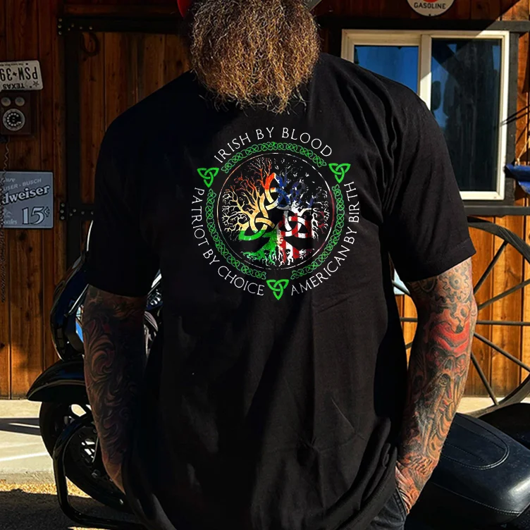 Livereid Irish By Blood American By Birth Printed T-shirt - Livereid