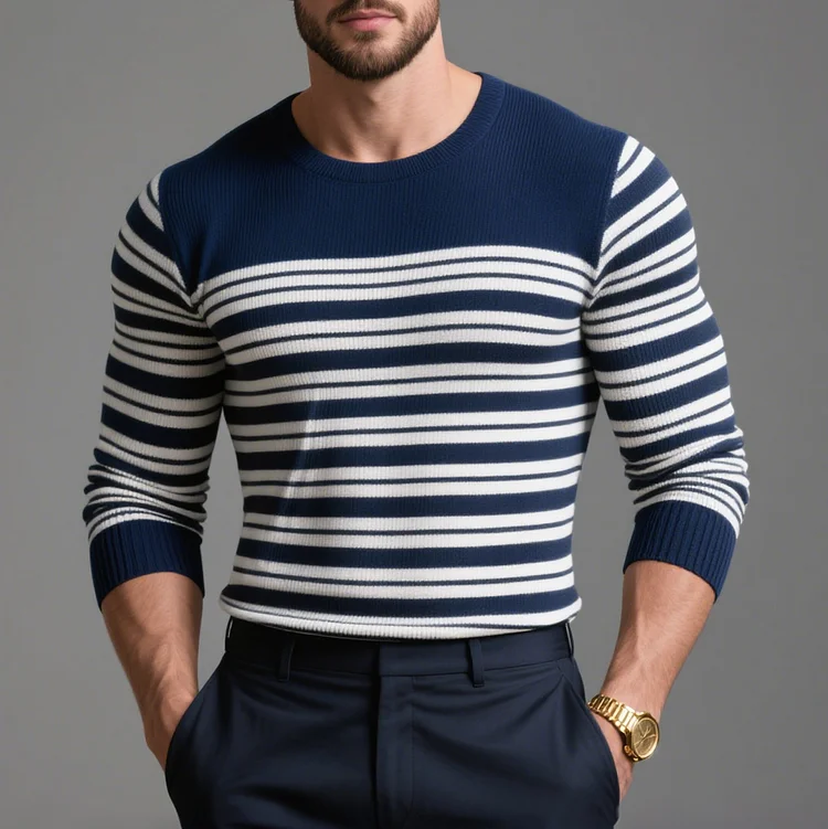Okaywear Kintted Stripe Long Sleeve T-Shirt Okaywear