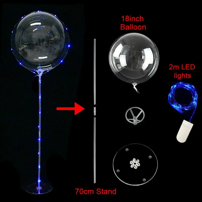 1Set Led Balloon With Column Stand Luminous Transparent Bobo Balloons Stand LED String Lights Wedding Birthday Party Decoration