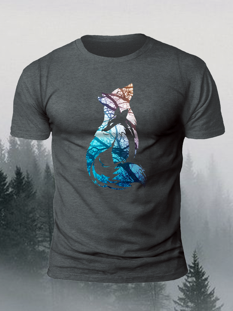 Men's Outdoor Forest Wolf Short-Sleeved Shirt in  mildstyles