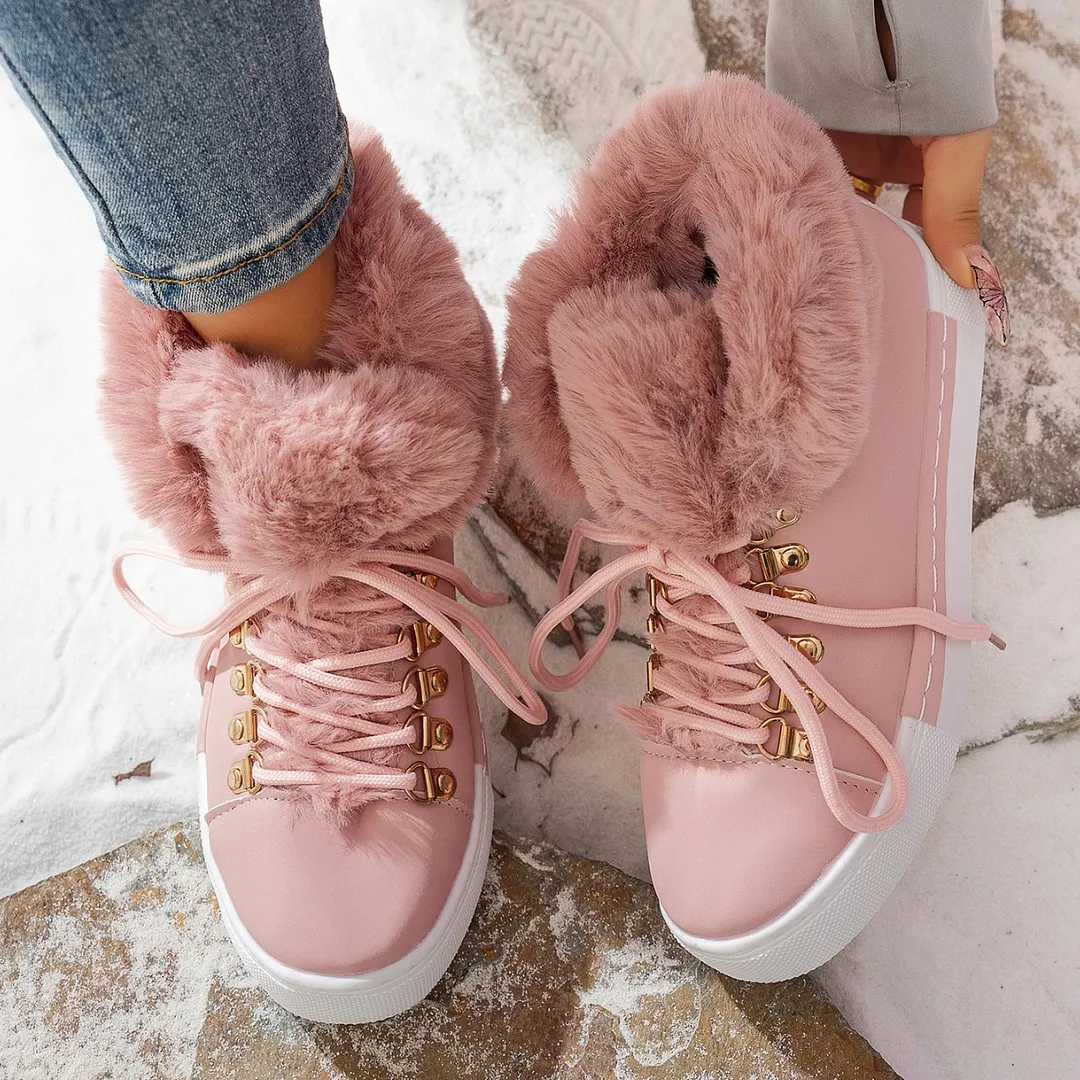 Breakj Breakj The Autumn And Winter Of 2025, The New Large-Size Fur-Snow Boots Are Taut With Thick-Bottomed Round Head Ladies Cotton.