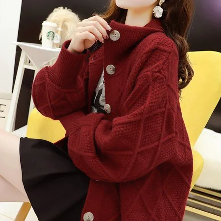Knitted Long Sleeve Casual Outerwear QueenFunky