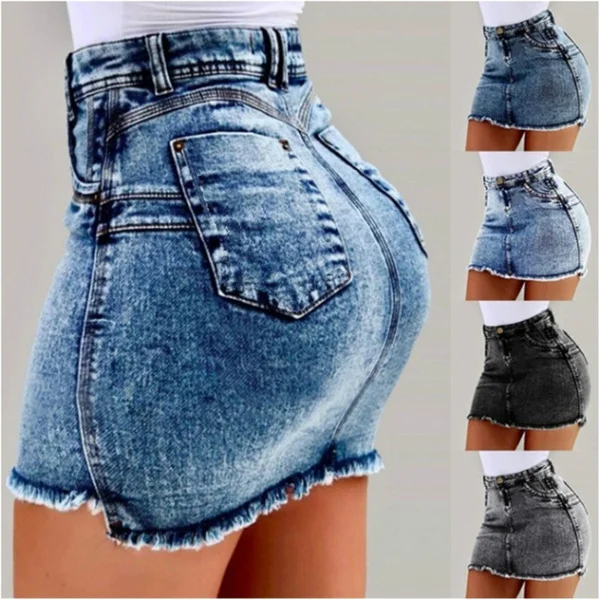 Summer Women Denim Skirts Jeans Slim Fit Casual Pack Hip Short Skirt