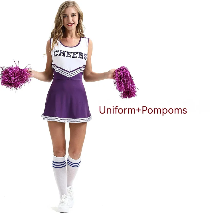 【Wetrose】In Stock Cheers Costume Cheerleading Uniform Cheerleader Pompoms School Sports Day Meeting Race Match Cheering Adult