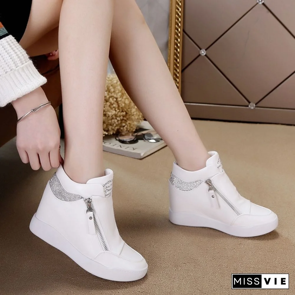 New Fashion High Quality Women's Small White Shoes High Heels Sneaker Sports Platform Shoes