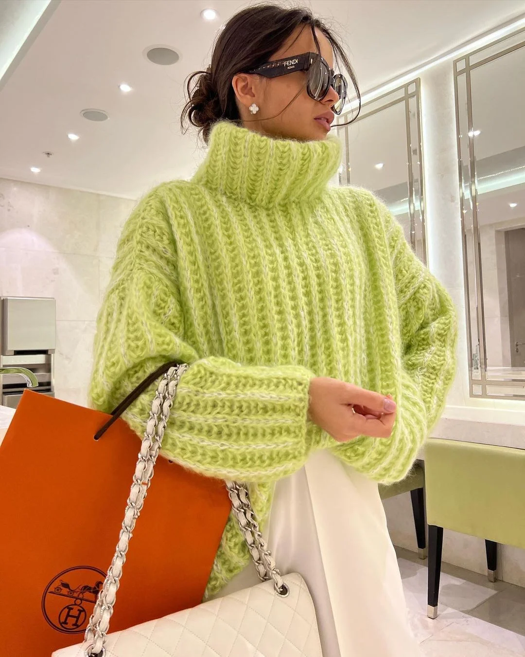 Nigikala Nigikala Winter New Sweater Knitted Jersey Women's Fluffy Long-Sleeved Sweater