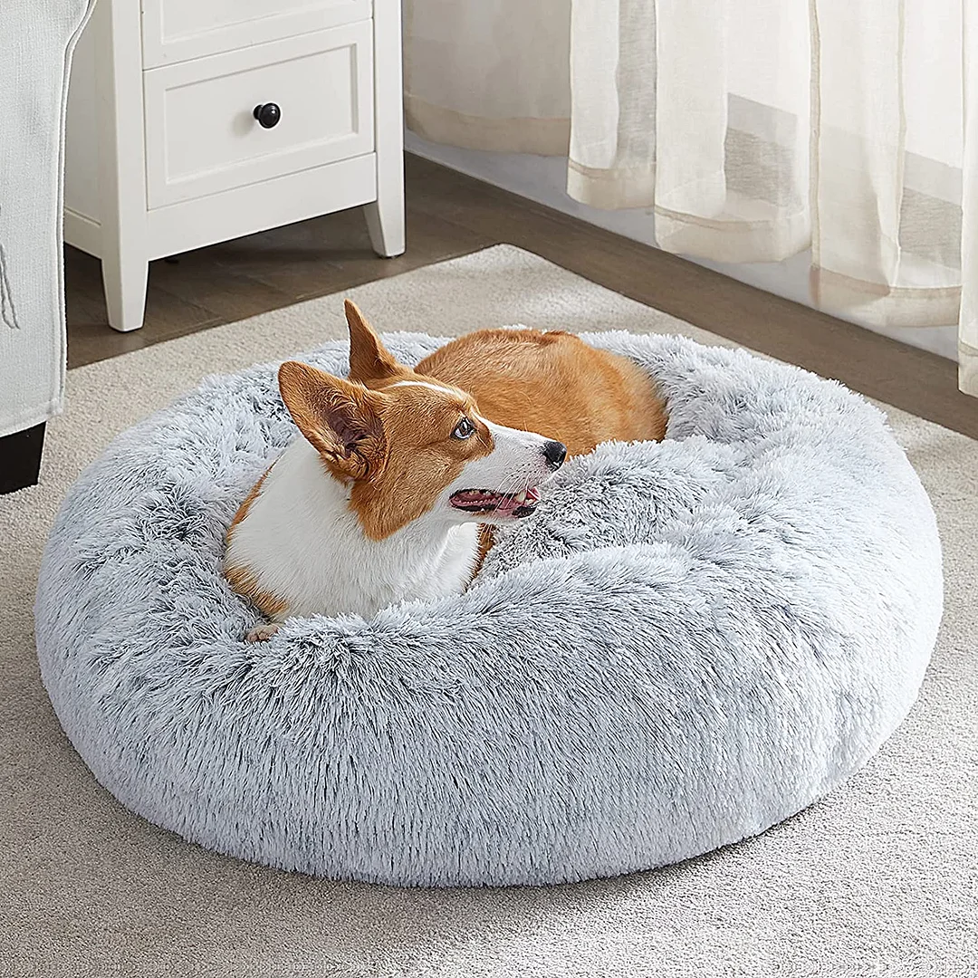 Calming Puffy Pet Bed Donut Cuddler Bed for Dog and Cat 
