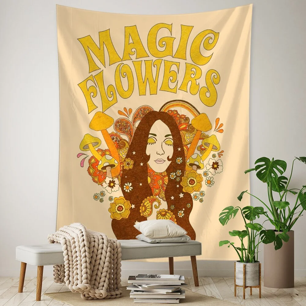 Nigikala Girl Tapestry Wall Hanging Retro INS Psychedelic Hippie Tarot Card Tapiz Room Dormitory Home Decor