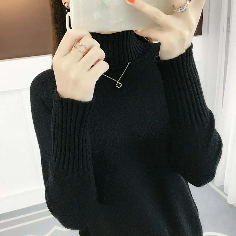 Ladies sweater autumn and winter new Women sweater 2020 high collar pull over long-sleeved ladies knitting sweater