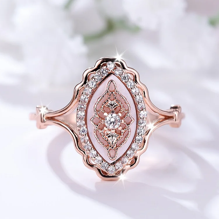Boho Style Promise Ring Retro Flower Design Paved Shining Zirconia Engagement / Wedding Ring Evening Party Decor Gift For Female VangoghDress