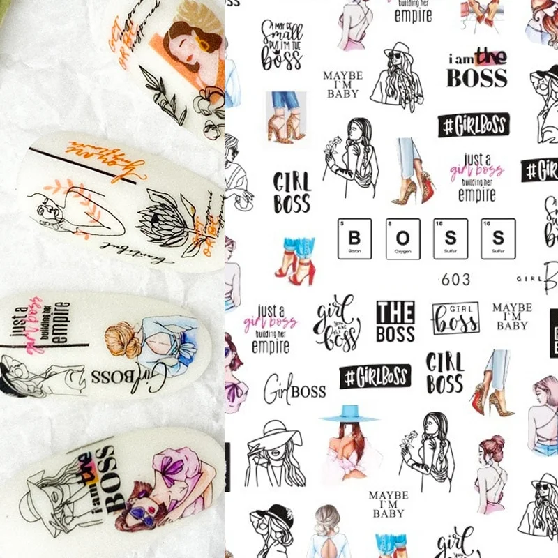 Churchf New 3D Self-Adhesive Bohemia Lovly Red Lips Image Nails Stickers for Nails Sticker Decorations Manicure Z0452-Nail Inspo