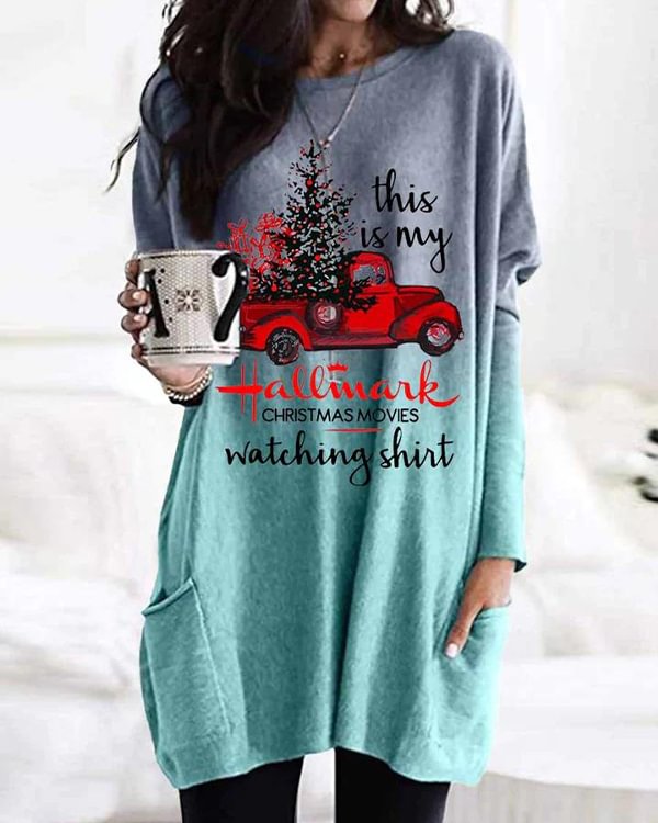 Hallmark Christmas Movies Watching Gradient Long Sleeve T-shirt
