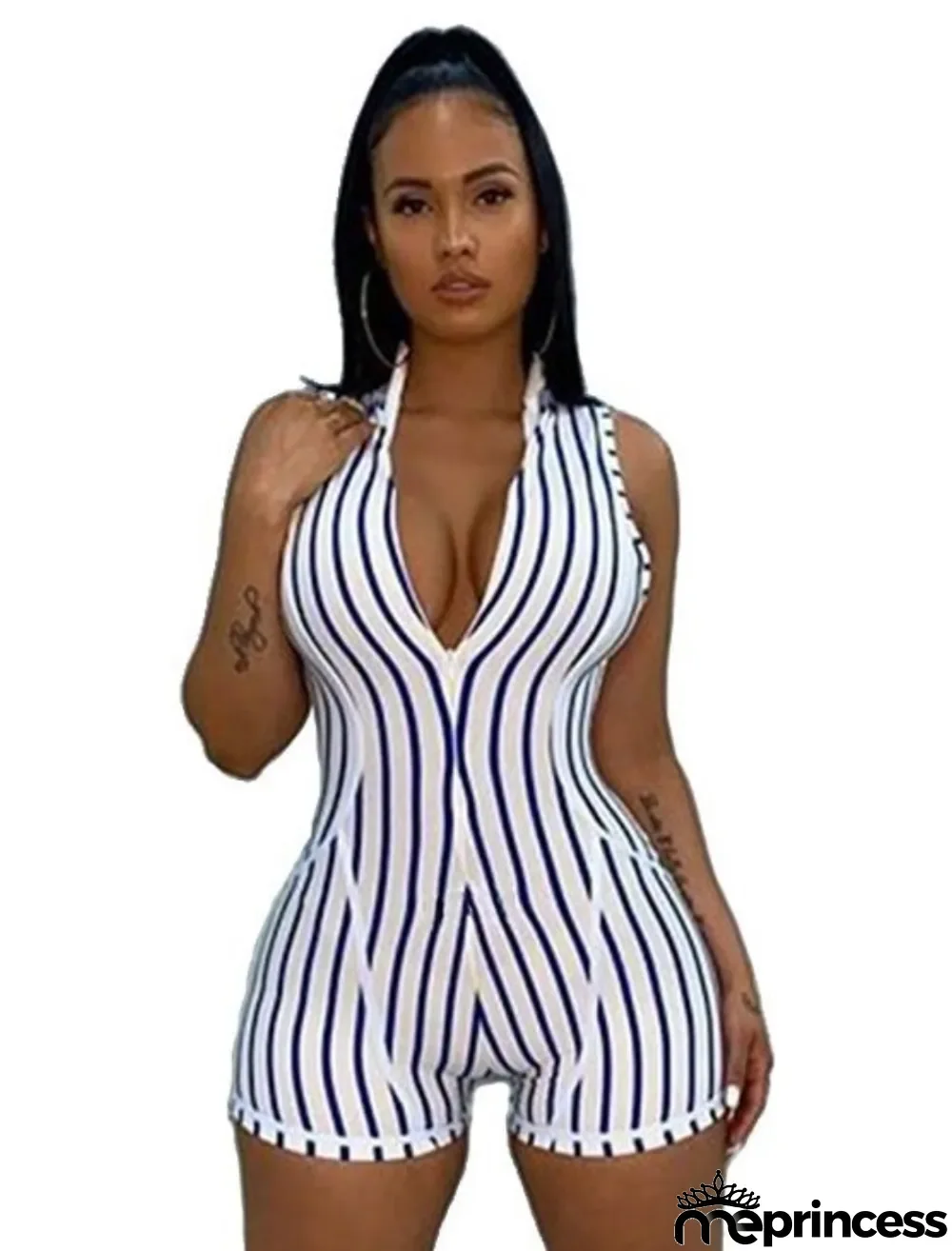 Summer Stripes Sleeveless Bodycon Rompers