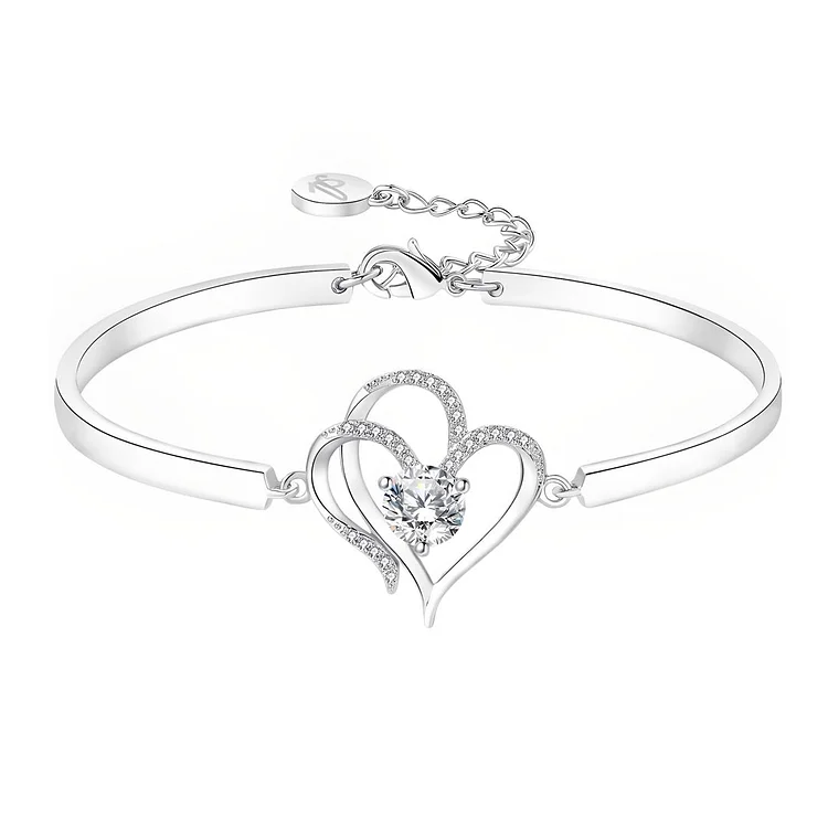 For Daughter - S925 I’ll Always be with You Double Heart Crystal Bracelet