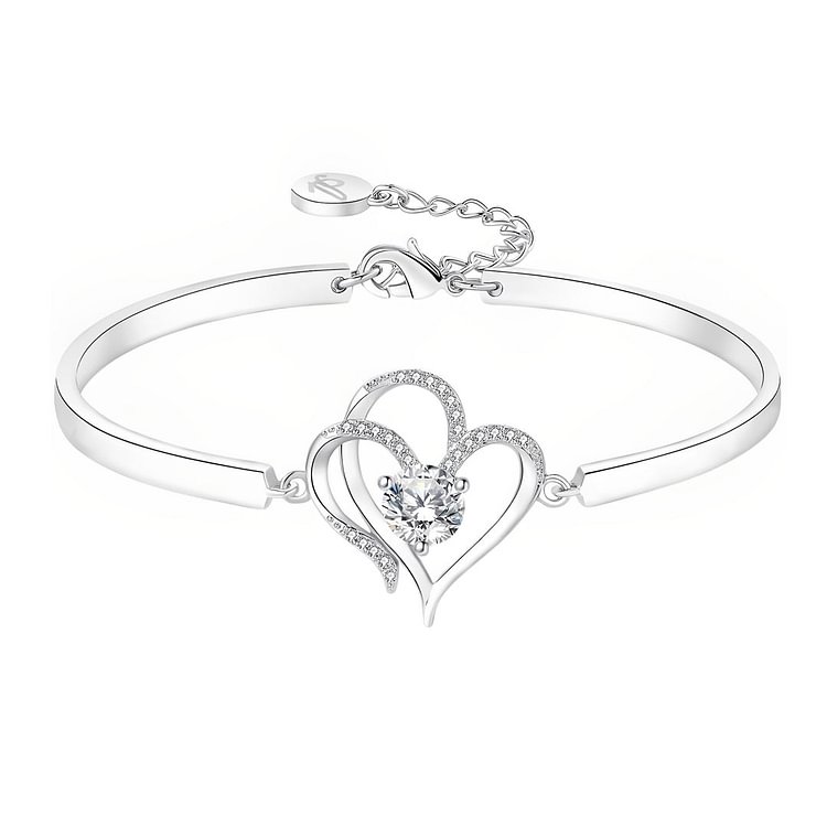 For Daughter - S925 I’ll Always be with You Double Heart Crystal Bracelet